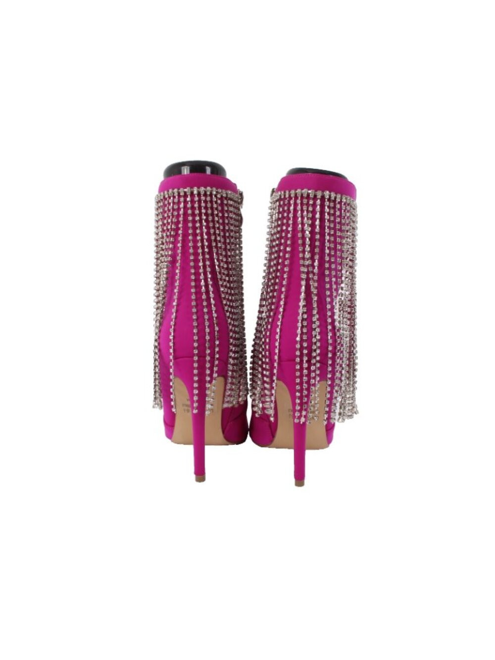 Cathy Din Boots NEW Linia-31 Sz 6.5 Magenta Pink Rhinestones Ankle Fabric 4" - Picture 3 of 8
